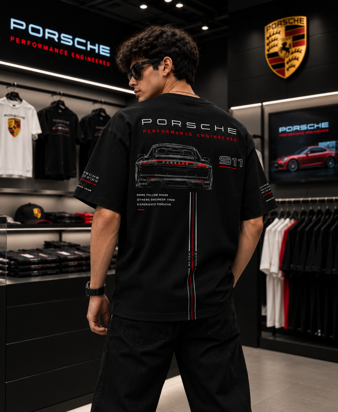 Porsche Performance Engineered Oversized Black T-Shirt