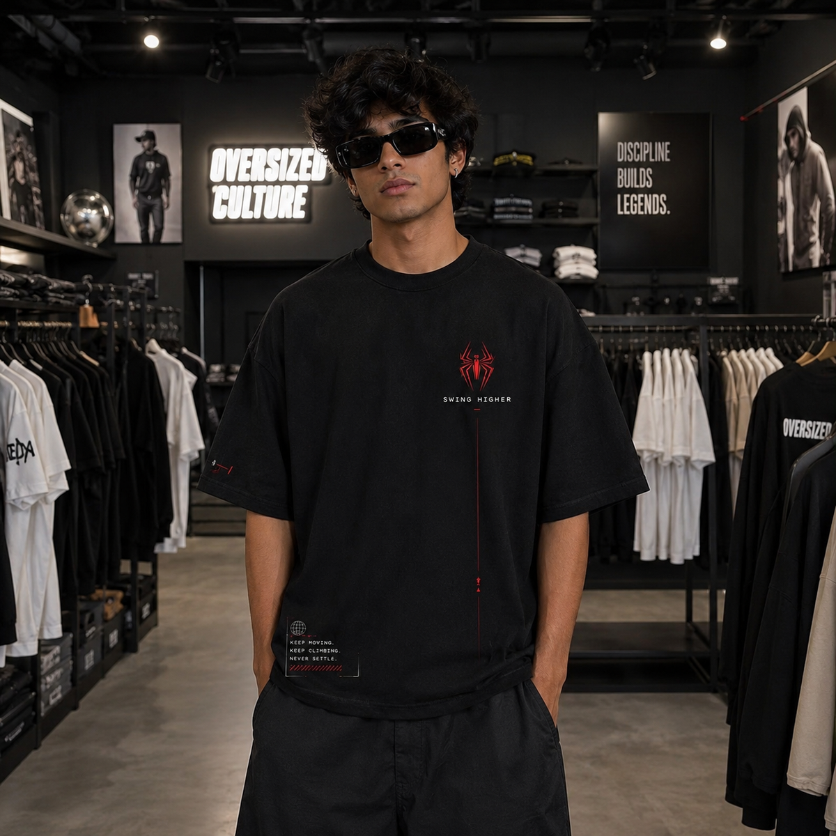 Swing Higher Oversized Tee – Black Edition