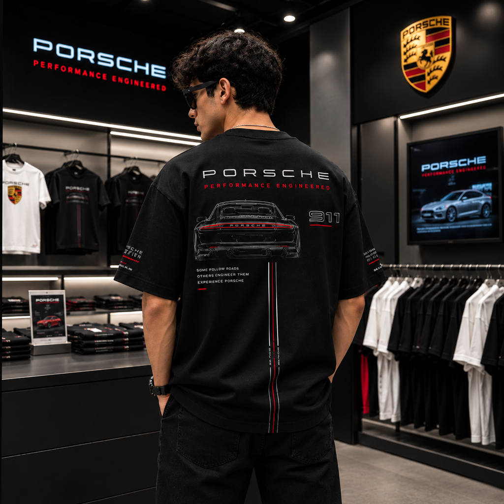 Porsche Performance Engineered Oversized Black T-Shirt